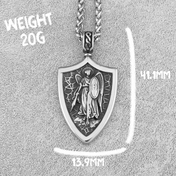 Archangel St Michael Pendant Necklace Protect Us birthday Valentine's Catholic - Picture 3 of 6